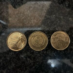 Trio VGC circulated Loonie Canada Commemorative Dollar Coins!!
